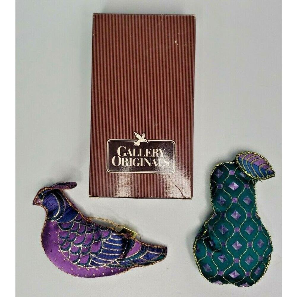 1984 Avon Gallery Originals Brocade Partridge and Pear Ornaments U44